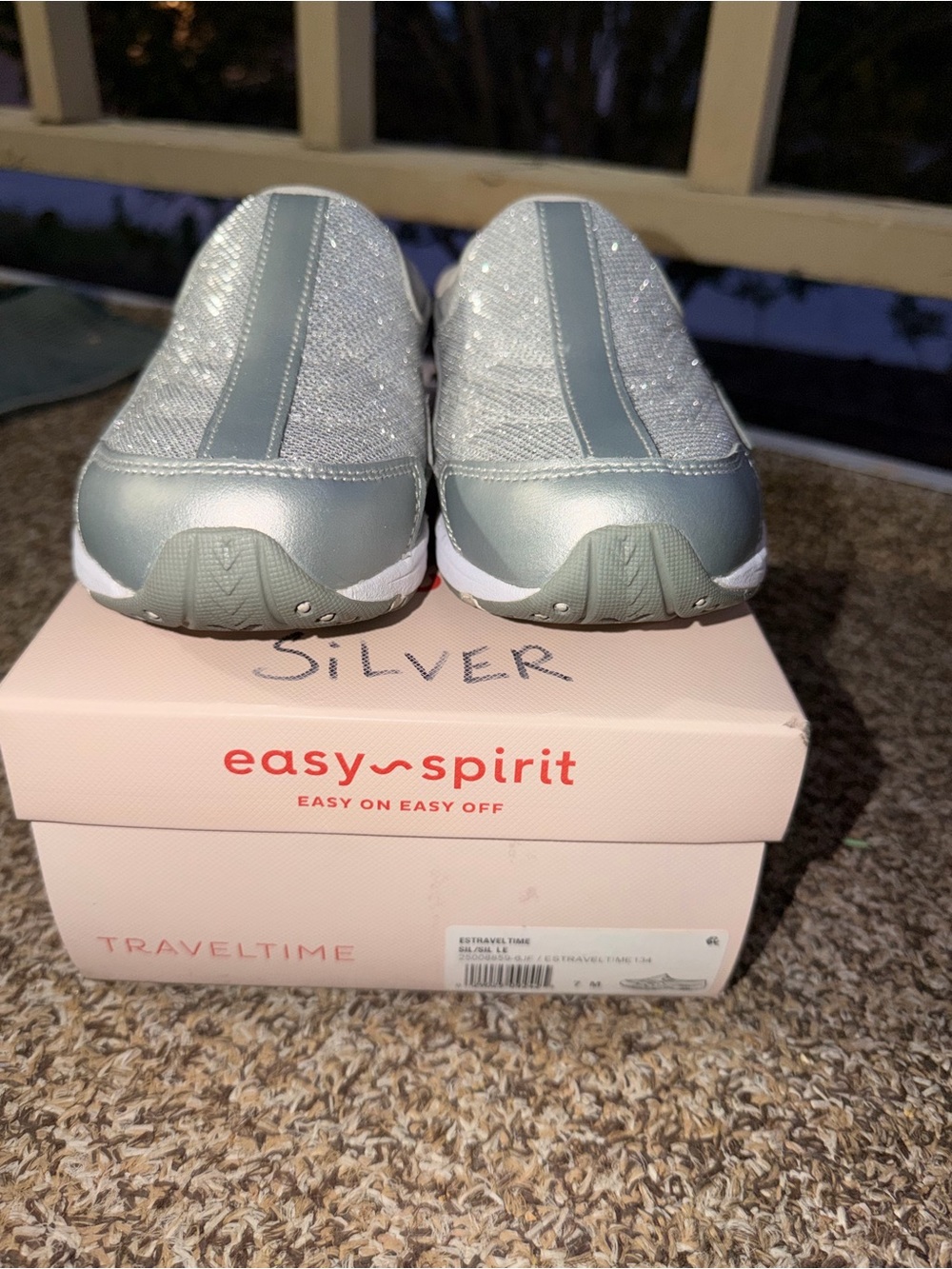 Easy Spirit Women's Silver Metallic Slip-On Sneakers